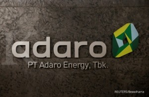 FILE PHOTO: The logo of PT Adaro Energy as seen at PT Adaro Energy headquarters in Jakarta, Indonesia, October 20, 2017. REUTERS/Beawiharta/File Photo