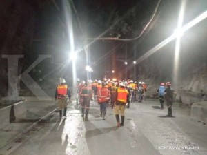 Terowongan pertambangan tembaga underground Freeport Indonesia di Grasberg Papua