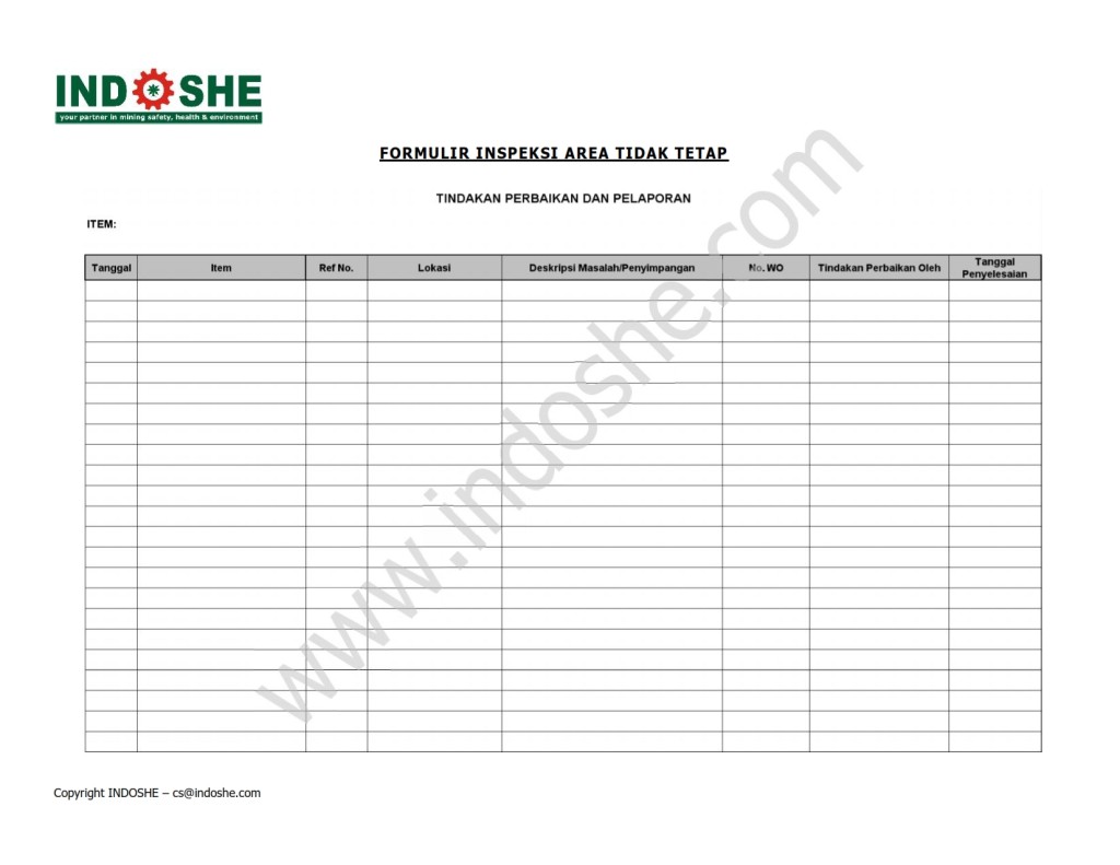 FORM. INSPEKSI AREA TIDAK TETAP